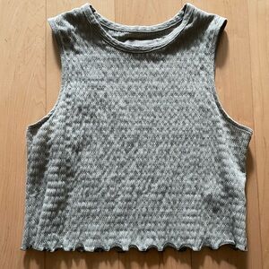 Everlane NWOT Lettuce Hem Light Gray Rouched Tank